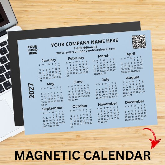 Carte Magnétique Calendrier aimanté QR Code Logo Entreprise 2027