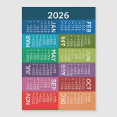 Carte Magnétique Calendrier - Année complète avec mois colorés funk (Devant)