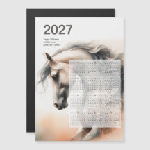 Calendrier artistique de cheval 2027 avec dos magn