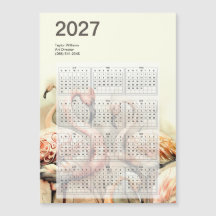 Calendrier artistique flamant 2027 avec dos magnét