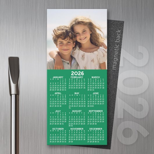 Carte Magnétique Calendrier avec photo - arrière - plan vert