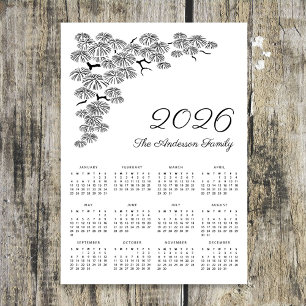 Carte Magnétique Calendrier botanique élégant de branche de pin 202