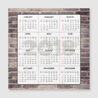 Calendrier Carré 2018 Mur en briques magnétiques