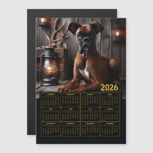 Carte Magnétique Calendrier Chien Boxer 2026 – Portrait de Cabane R