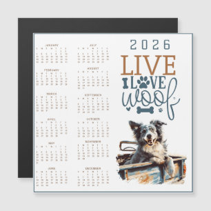 Carte Magnétique Calendrier Chien Woof Amour Vivre