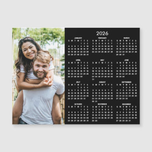 Carte Magnétique Calendrier Classique Moderne Photo Aimant 2026