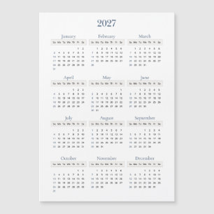 Carte Magnétique Calendrier Classique Navy 2027 Toute couleur de