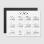 Carte Magnétique Calendrier Classique Noir Et Blanc 2025 (Devant / Derrière)