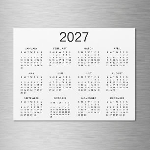 Carte Magnétique Calendrier Classique Noir Et Blanc 2027