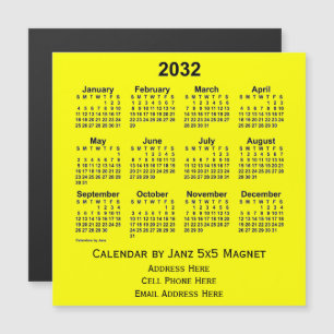 Carte Magnétique Calendrier commercial jaune 2032 par Janz