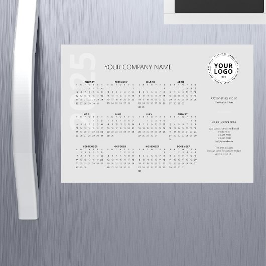 Carte Magnétique Calendrier commercial minimal moderne gris clair 2