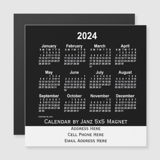 Carte Magnétique Calendrier commercial Neon White 2024 de Janz (Devant / Derrière)