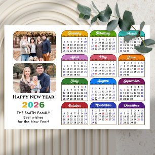 Carte Magnétique Calendrier couleur 2026 moderne Simple 2 Photo mag