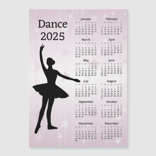 Carte magnétique Calendrier Danse 2025 (Devant)