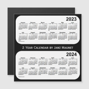 Carte Magnétique Calendrier de 2 ans noir et blanc 2023-2024 par Ja