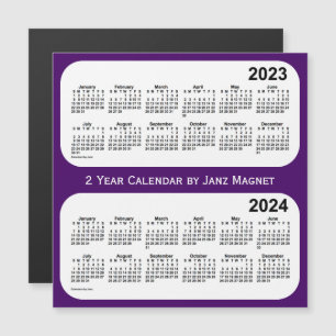 Carte Magnétique Calendrier de 2 ans violet 2023-2024 par Janz Magn