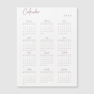 Carte Magnétique Calendrier de l'année complète 2023