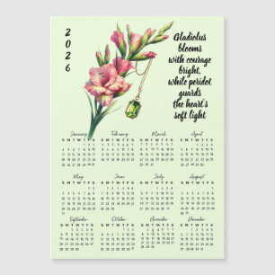 Carte Magnétique Calendrier de naissance d'août - Fleur et Pierre