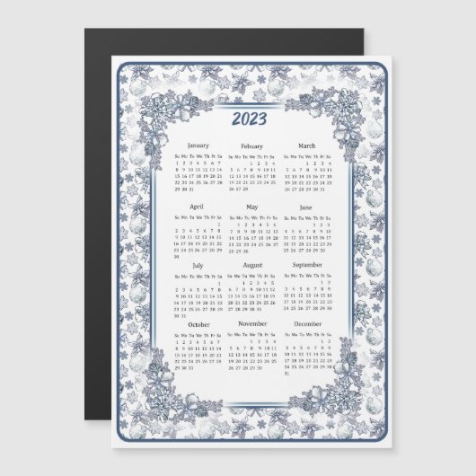Carte Magnétique Calendrier de Noël en argent blanc (Devant / Derrière)