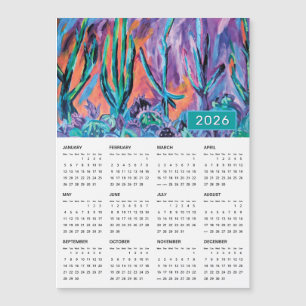 Carte Magnétique Calendrier de peinture Abstraite colorée 2026