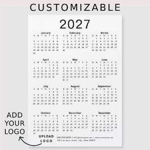 Carte Magnétique Calendrier d'entreprise personnalisé avec logo 202