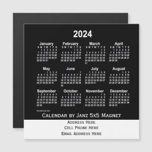 Carte Magnétique Calendrier des affaires Neon White 2024 par Janz