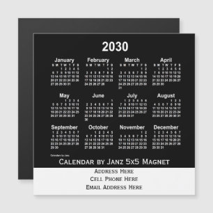 Carte Magnétique Calendrier des affaires Neon White 2030 par Janz