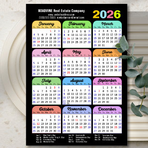 Carte Magnétique Calendrier des couleurs 2026 Vacances US Entrepris