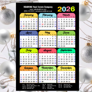 Carte Magnétique Calendrier des couleurs 2026 Vacances US Entrepris