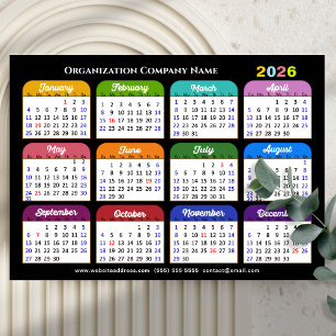 Carte Magnétique Calendrier des couleurs 2026 Vacances US Entrepris