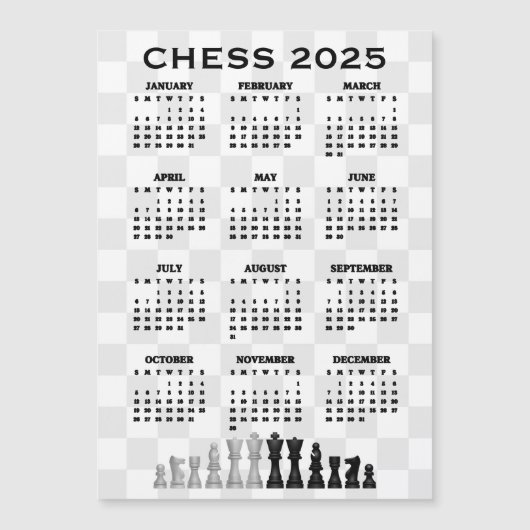 Carte magnétique Calendrier des échecs 2025 (Devant)