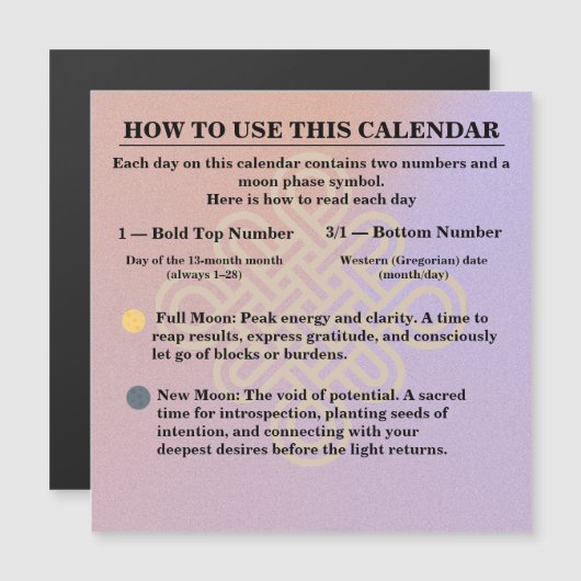 Carte Magnétique Calendrier des instructions du zodiaque de phase d (Devant / Derrière)
