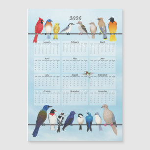 Carte Magnétique Calendrier des oiseaux jardins 2026