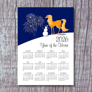 Carte Magnétique Calendrier du Nouvel An Lunaire Chinois Fire Horse