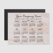 Carte Magnétique Calendrier élégant 2026 Rose Blush Marble Business (Devant / Derrière)