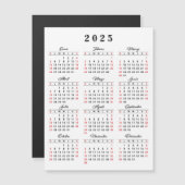 Carte Magnétique Calendrier espagnol 2025 Blanc Noir Rouge (Devant / Derrière)