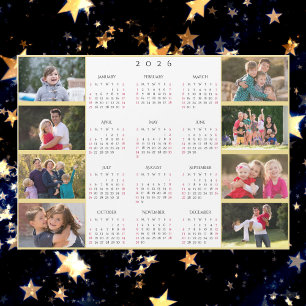 Carte Magnétique Calendrier familial personnalisé 2026 avec 8 photo