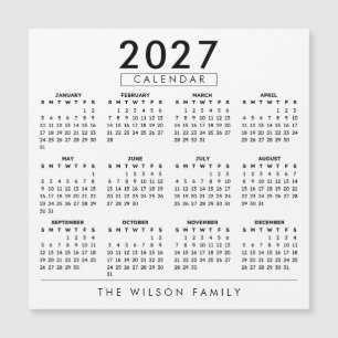 Carte Magnétique Calendrier familial personnalisé 2027