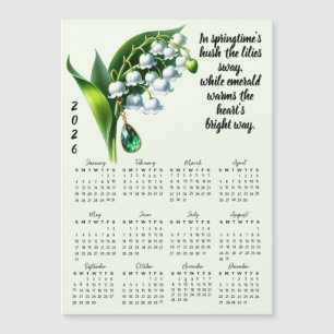 Carte Magnétique Calendrier Fleur et Pierre de Naissance de Mai
