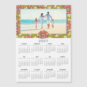 Carte Magnétique Calendrier Floral Rétro sur Mesure 2027