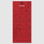Carte Magnétique Calendrier floral rouge gras (Devant)