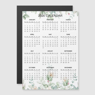 Carte Magnétique Calendrier floral simple mais élégant 2026   Aiman