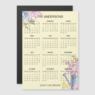 Carte Magnétique Calendrier floral simple mais élégant 2026 Aiman