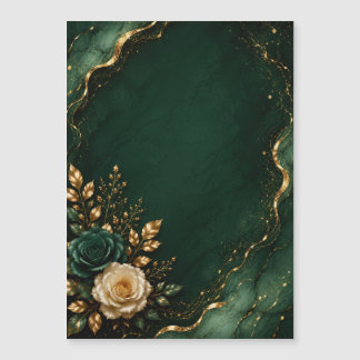 Carte Magnétique Calendrier floral vert émeraude et or