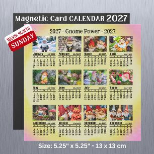 Carte Magnétique Calendrier Gnome Photo personnalisé 2027 débutant
