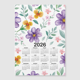 Carte Magnétique Calendrier Jardin botanique fleuri coloré 2026