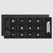 Carte Magnétique Calendrier Logo 2024 Noir Et Blanc (Devant / Derrière)