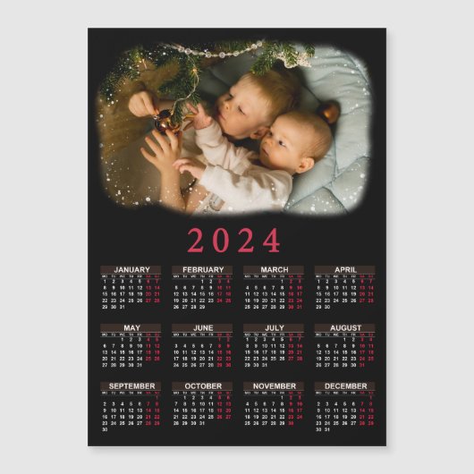Carte Magnétique Calendrier magnétique 2024 avec photos d'enfants (Devant)