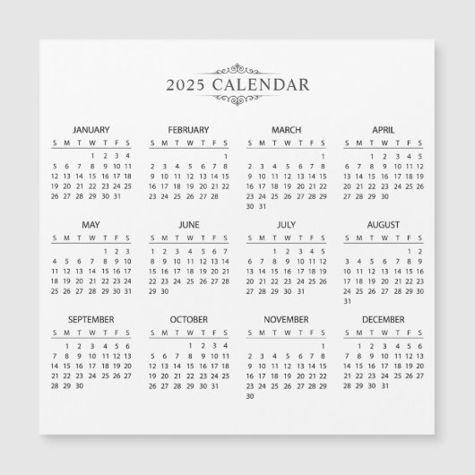 Carte Magnétique Calendrier Magnétique 2025 Simple et Élégant | Car (Devant)
