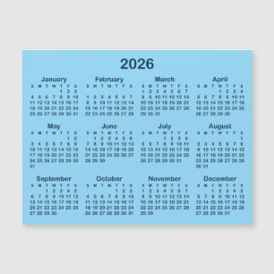 Carte Magnétique Calendrier magnétique 2026 bleu clair et marine